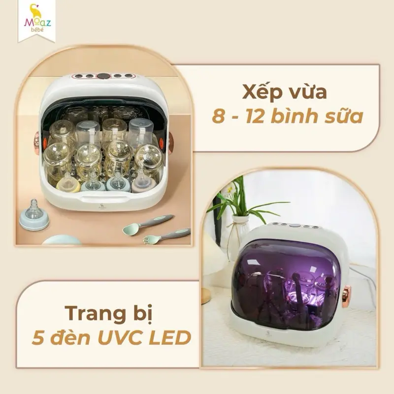 ￼[Bản Mới] Máy úp bình sữa, tiệt trùng, sấy khô tia uvc Moaz BéBé MB – 044 plus bảo hành 12 tháng 6