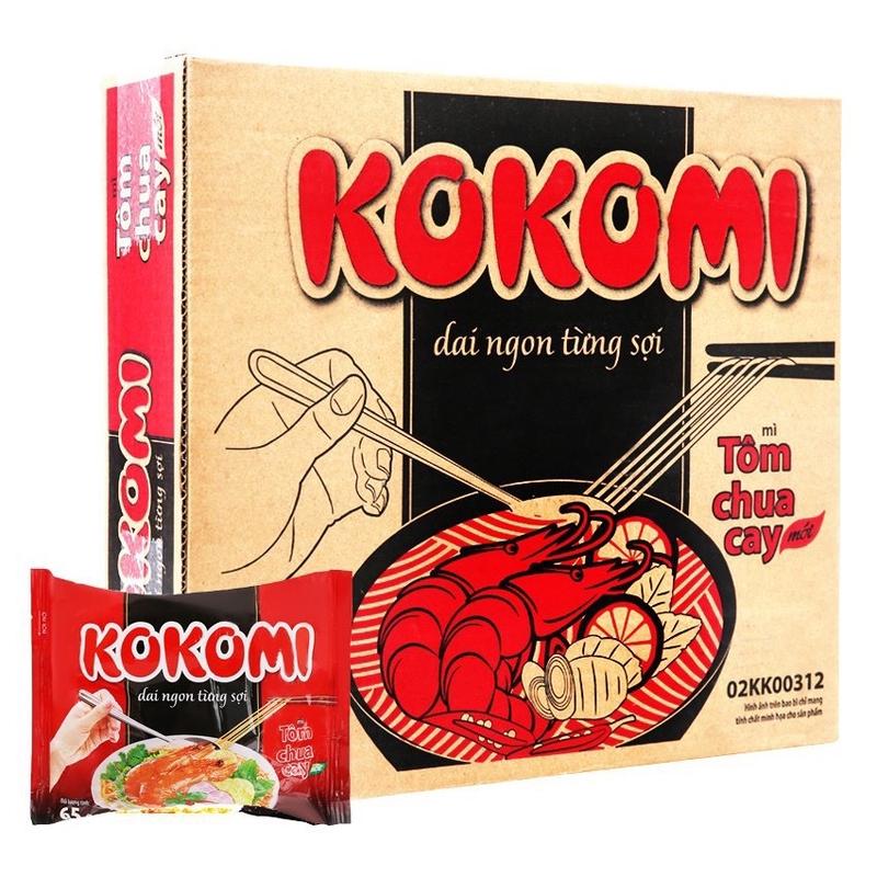 1 Thùng Mì Kokomi Tôm Chua Cay 30 Gói 65g
