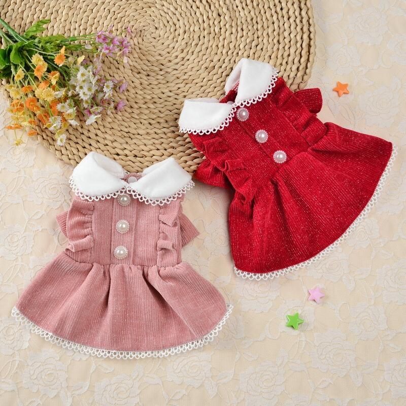 Đầm Cài Cúc Ngọc Trai, Thời Trang, Phù Hợp Cho Bé Chó 1