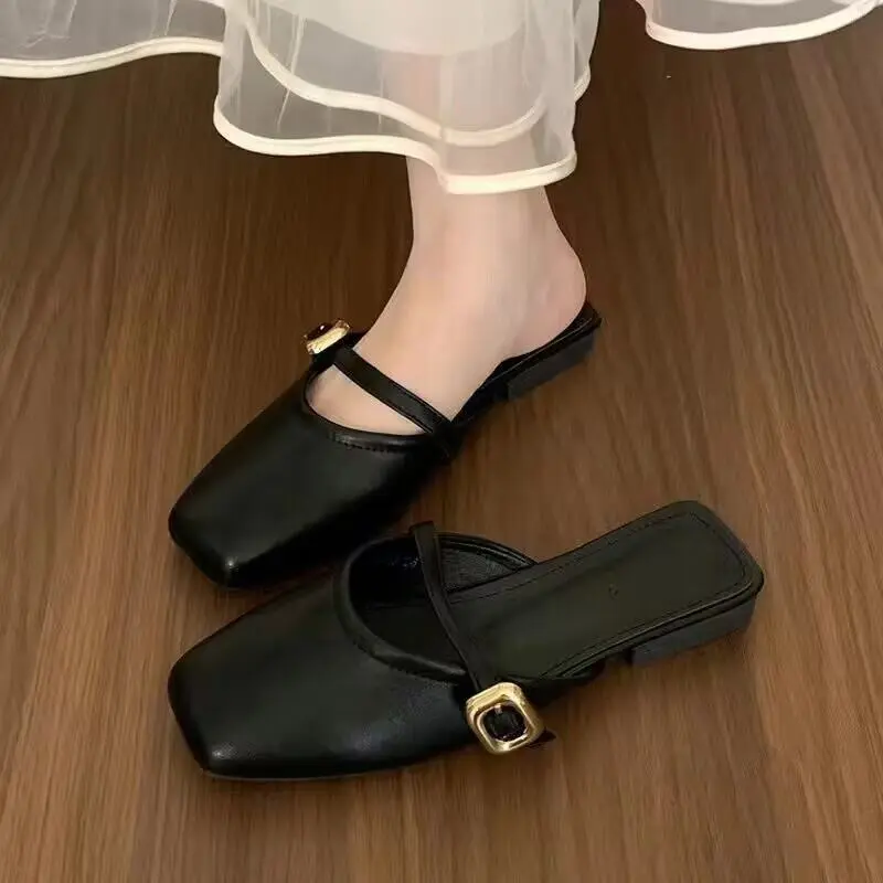 Casual Women's Slip-On Sandals Soft Bottom Head Covering Spring Summer New Style Flat Bottom Ladies Shoes Slippery Proof