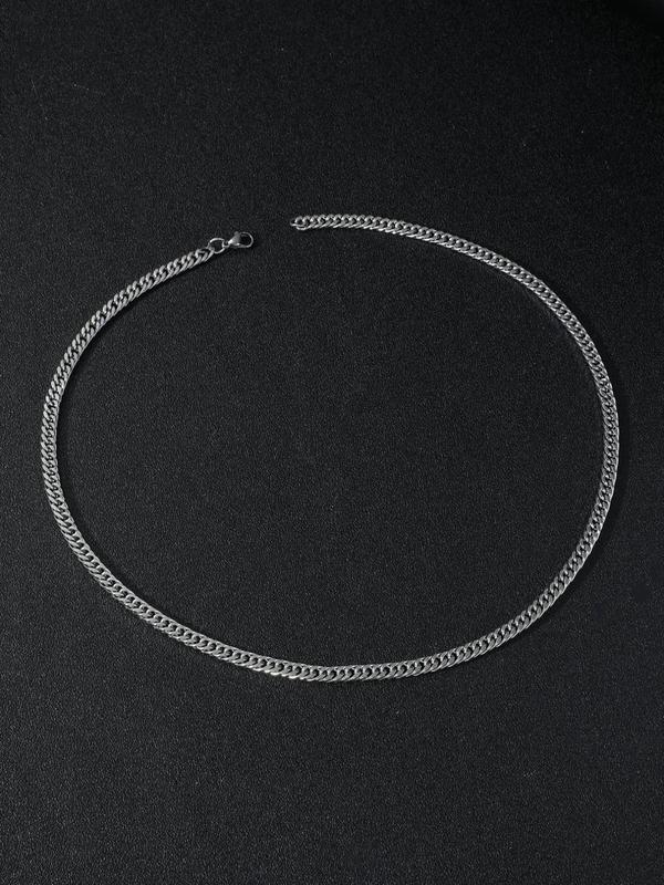 Men's Simple Plain Stainless Steel Chain Necklace, Fashionable Necklace. Casual Versatile Accessories 3