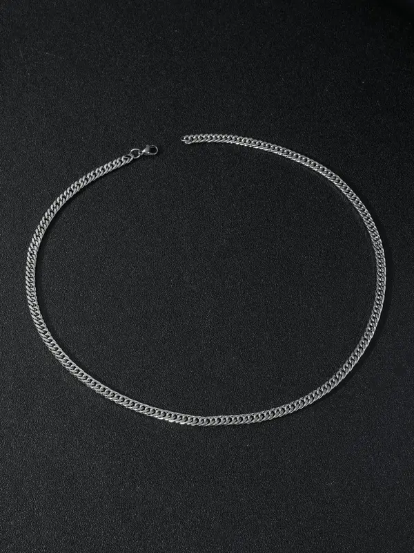 Men's Simple Plain Stainless Steel Chain Necklace, Fashionable Necklace. Casual Versatile Accessories 3