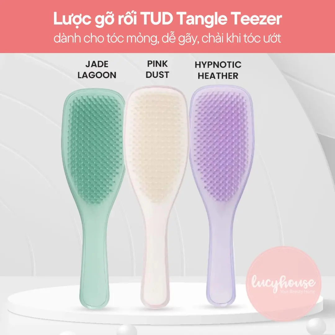 CHÍNH HÀNG - Lược gỡ rối Tangle Teezer, TUD Fine & Fragile, gỡ rối tối ưu cho tóc mỏng, dễ gãy, chải khi tóc ướt