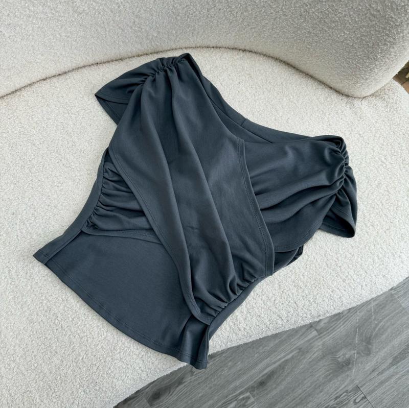 Product Introduction of Áo thun trễ vai cổ tim bigsize, vải thun borip co giản mềm mịn mát dành cho nữ chubby (60-95kg) A240 5