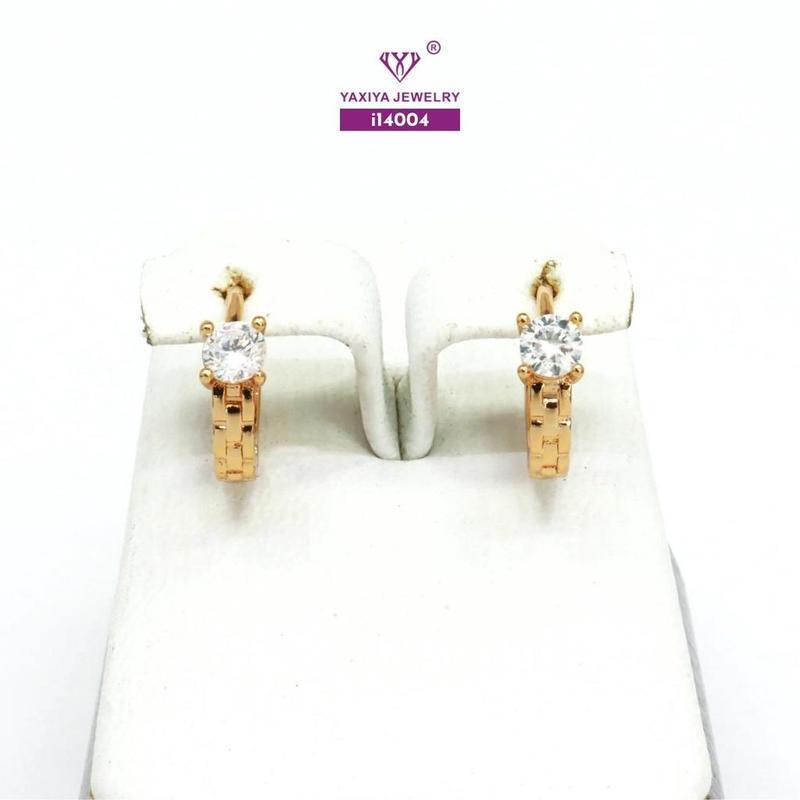 Yaxiya Anting Jepit / Klip Wanita Mata Satu Simpel Perhiasan Aksesoris 764 0