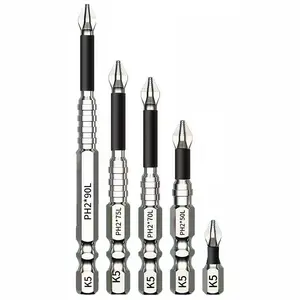 TC Set 5 Pcs Bit Magnet Kuat Anti Slip Kekerasan Tinggi Bor Tangan Baja Wolfram Obeng Listrik Perkakas Set R1495