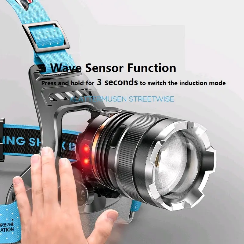 SENTER KEPALA SMILING SHARK K227B LED P70 ZOOM & SENSOR #CAHAYA PUTIH Baterai Lampu charger 2