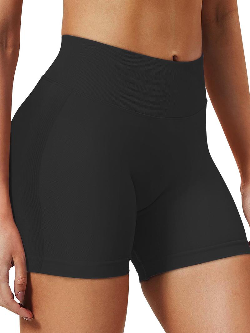 Product Introduction of Plus Size Solid Color Sports Shorts, High Stretch Butt-lifting Yoga Shorts, Ladies Sportswear for Indoor Outdoor Wear, Gymclothes 3