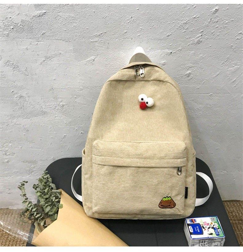 Product Introduction of Cặp Sách, Phong Cách INS, Nữ, Phong Cách Hàn Quốc, Ba Lô Học Sinh Trung Học Cơ Sở, Chất Liệu Vải Nhung Kẻ, Thời Trang Mori, Thiết Kế Đơn Giản 17