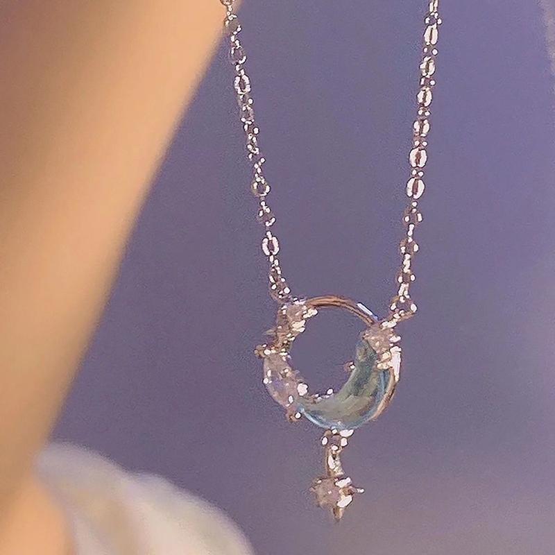 Vòng Cổ Lãng Mạn, Zircon Sang Trọng, Thiết Kế Ngôi Sao Và Mặt Trăng, Dây Chuyền Xương Đòn Dễ Phối Đồ Phụ Kiện Thanh Lịch, Thích Hợp Cho Phụ Nữ Và Trẻ Em Gái 5
