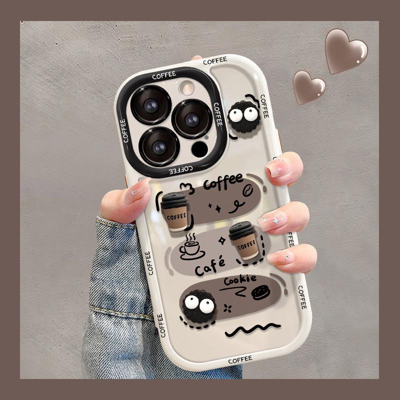 IPhone Suitable for Apple 14promax Phone Case Iphone13 Graffiti Coffee Briquette Doll 11/15 Silicone Funny /16 2