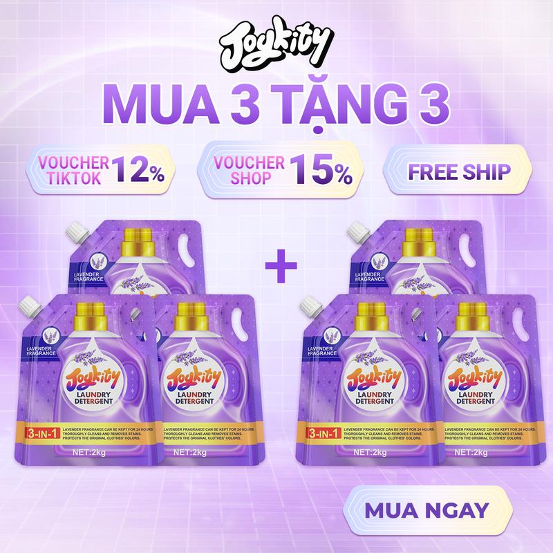 [MUA 3 TẶNG 3] Nước Giặt Xả Joykity Hương Lavender Lưu Hương Thơm Lâu / Dịu Nhẹ An Toàn Cho Da / Làm Sạch Tốt / Làm Bền Màu Quần Áo