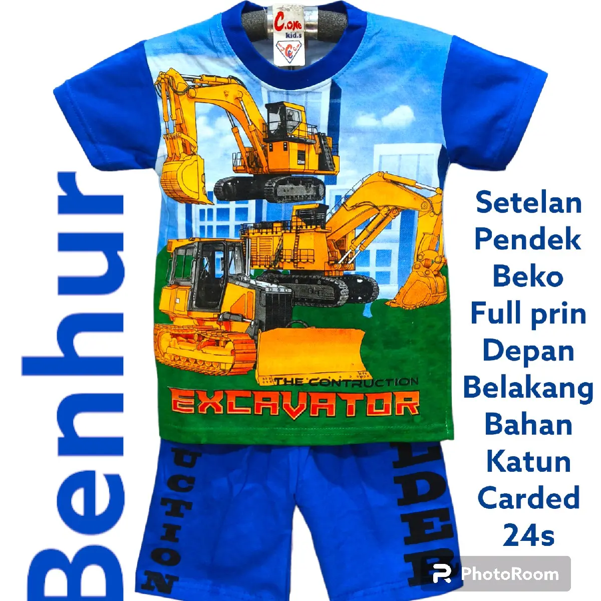 setelan pendek anak laki-laki beko full prin 2-9 tahun