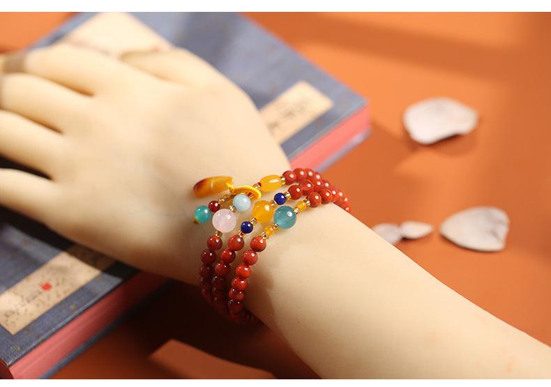 Product Introduction of 1PCS Colorful Ethno-Chic: Triple Loop Bracelet - Nature-Inspired Accents - Vintage Style Beaded Strand - Unisex Design 7