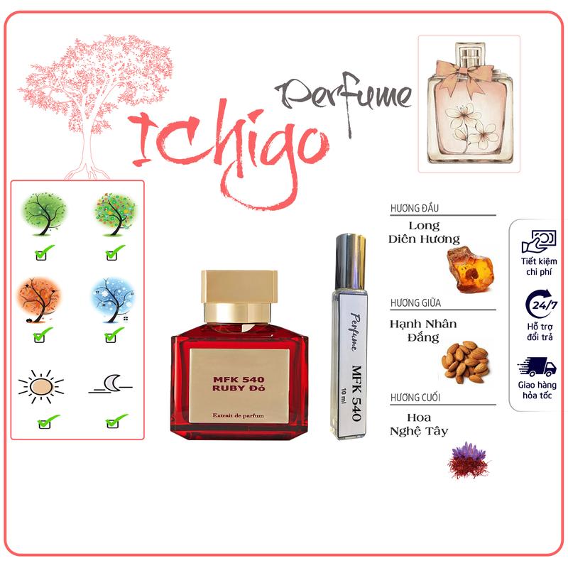  Nước Hoa Unisex 10ml MFK 540 Ruby Đỏ Perfume 