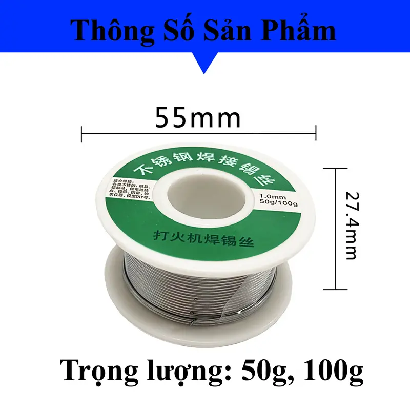 Thiếc Hàn hàn Inox 63% 1mm Mối Hàn Chắc và Bóng Lõi Thuốc 1