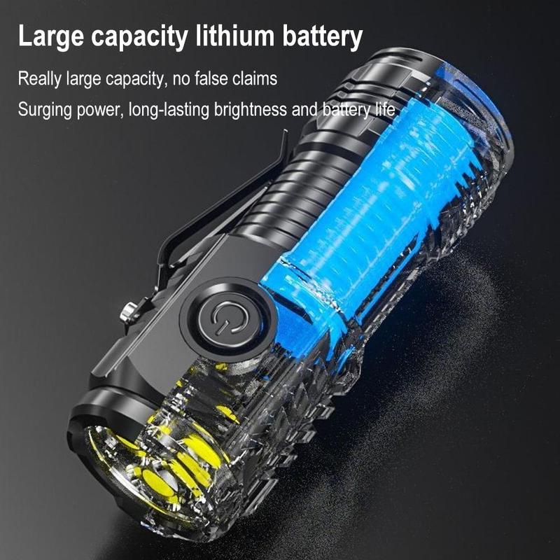 Product Introduction of Mini Flashlight Three-eye Super Bright Flashlight Super Strong Bright Handheld Lighting Tool 28