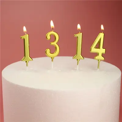 Lilin Kue Cake Emas Nomor 1-9 untuk Perlengkapan Dekorasi Pesta Ulang Tahun Membutuhkan Suvenir 6