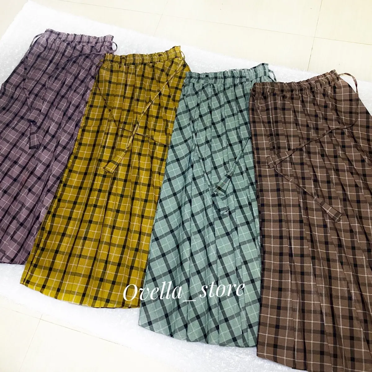 (SERI C) ROK PLISKET BAHAN SEMI WOLL/ROK TARTAN/ROK KANTOR