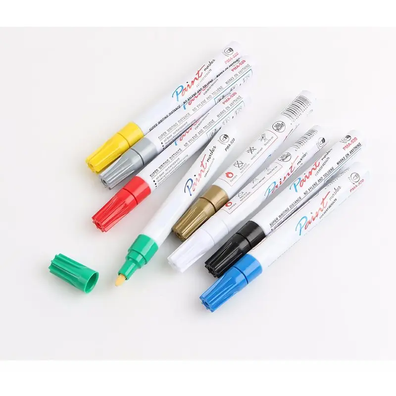 Bút Đánh Dấu Sơn Cao Su Vĩnh Viễn, 8 Màu Trắng, Không Thấm Nước, Cho Lốp Xe Ô Tô, Lốp Xe, Sơn Môi Trường 8