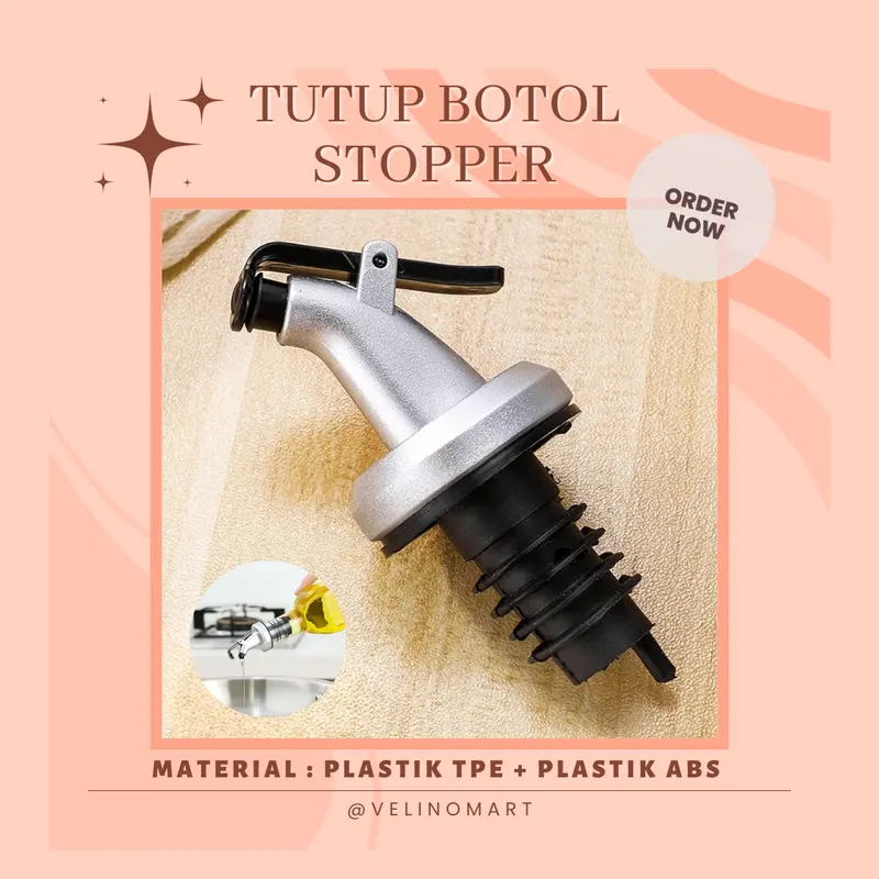 Tutup Botol Stopper Dispenser Multifungsi Penuang Minyak / Tutup Botol Corong Anti Tumpah / Tutup Botol Minyak Kecap Sirup Wine Stopper / Tutup Botol Multifungsi Sirup / Bottle Saos Goreng Penutup Penuang / Bottle Stopper Dispenser Minyak Kecap Serbaguna 1
