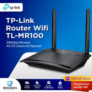 TP-Link Router WiFi TL-MR100 4G LTE 300Mbps Unlock Semua Operator dengan 2 Antena Eksternal dan LAN/WAN Port 10/100Mbps - Modem