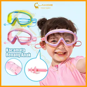 LAKOE Kids Kacamata Renang Anak anti fog pelindung telinga anti kabut Kids googles Snorkling