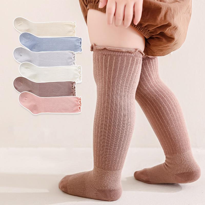 Tất Dài Cho Em Bé, Chất Liệu Cotton Mềm, Dài Đến Đầu Gối, Màu Trơn Thích Hợp Cho Giày Dép Em Bé, Tất Đi Trong Nhà Cho Trẻ Mới Biết Đi, Giày Dép Ấm Áp Mùa Thu, Cho Trẻ Sơ Sinh Và Trẻ Sơ Sinh