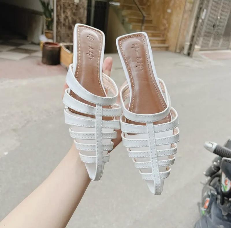 Giày sục rọ đan dây mũi nhọn bản mảnh quai xinh đế 3cm- form dài lùi sz khi đặt( rọ nhọn) Nữ DéP Shoes Sandal