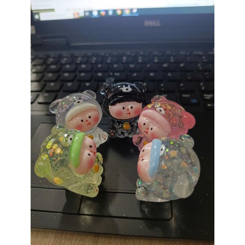Túi mù gấu cún kim tuyến siêu to bự phát sáng, charm kim tuyến size to cho bé sưu ϯầṃ 4