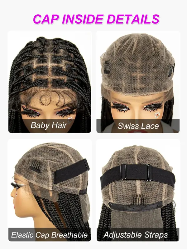 Women's Fashion 36inch Long Braided Lace Wigs with Baby Hair, Natural Fluffy Soft Synthetic Hair Wigs for Daily & Party Use 7