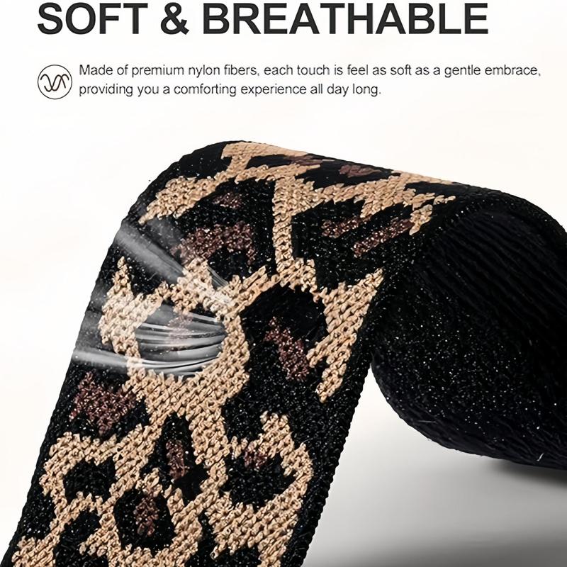 Fashionable Leopard-Print Nylon Elastic Watch Band (Band Only), Stylish Watch Band for Men & Women, Wearable Accessories Compatible with Apple Watch Series 2