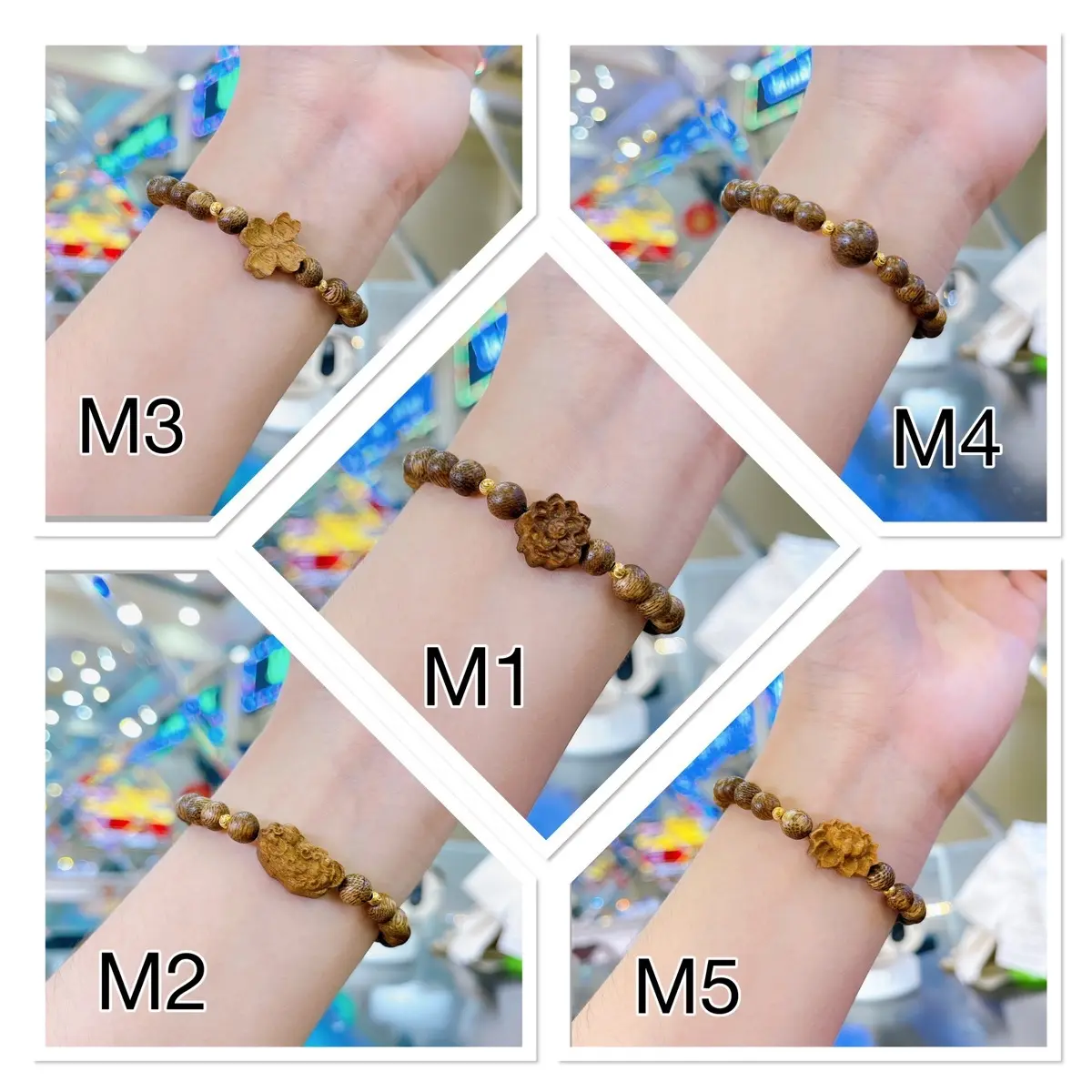 Vòng Trầm Hương (Size 6li) • Mix 2 Bi Vàng 610 Phụ Kiện Đeo Tay