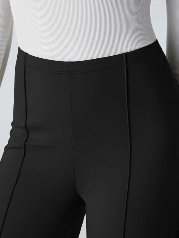 Women's Solid Flare Leg Pants, Casual Comfy Bell Bottom Trousers for Work Office Business, Ladies Bottoms for Fall & Winter 4