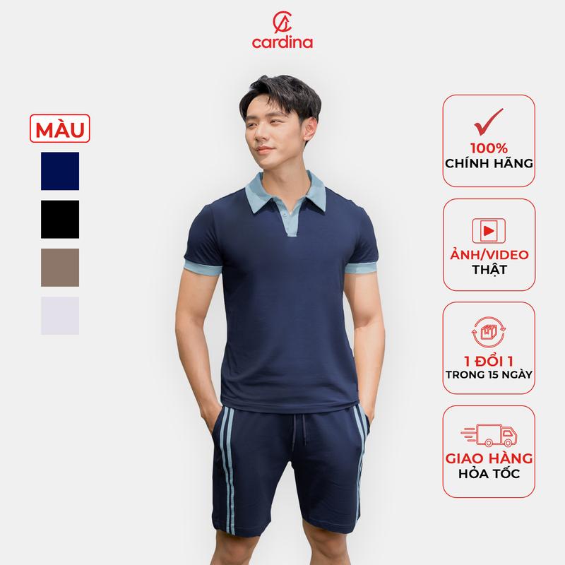  Đồ bộ nam CARDINA kiểu dáng áo polo kết hợp quần short phong cách trẻ trung năng động Y25 4BCM01 Menswear Tre Nhung Sơ Mi Cotton Shirt 