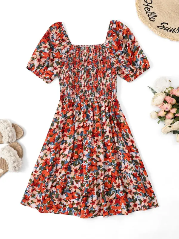 Women's Ditsy Floral Print Dress, Casual Boho Fashion Dress for Daily Holiday Vacation Wear, Bohemian Ladies Dress for Summer, Womenswear, Sundress 1
