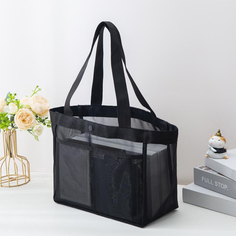 Product Introduction of Fashion Women Tote Bag Shopping Bag Female Portable Large Capacity Beach Tote Mesh Storage Handbag 12