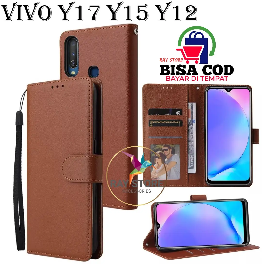 VIVO Y12 VIVO Y15 VIVO Y17 FLIP LEATHER CASE PREMIUM-FLIP WALLET CASE KULIT UNTUK VIVO Y12 VIVO Y15 VIVO Y17 - CASING DOMPET-FLIP COVER LEATHER-SARUNG BUKU HP