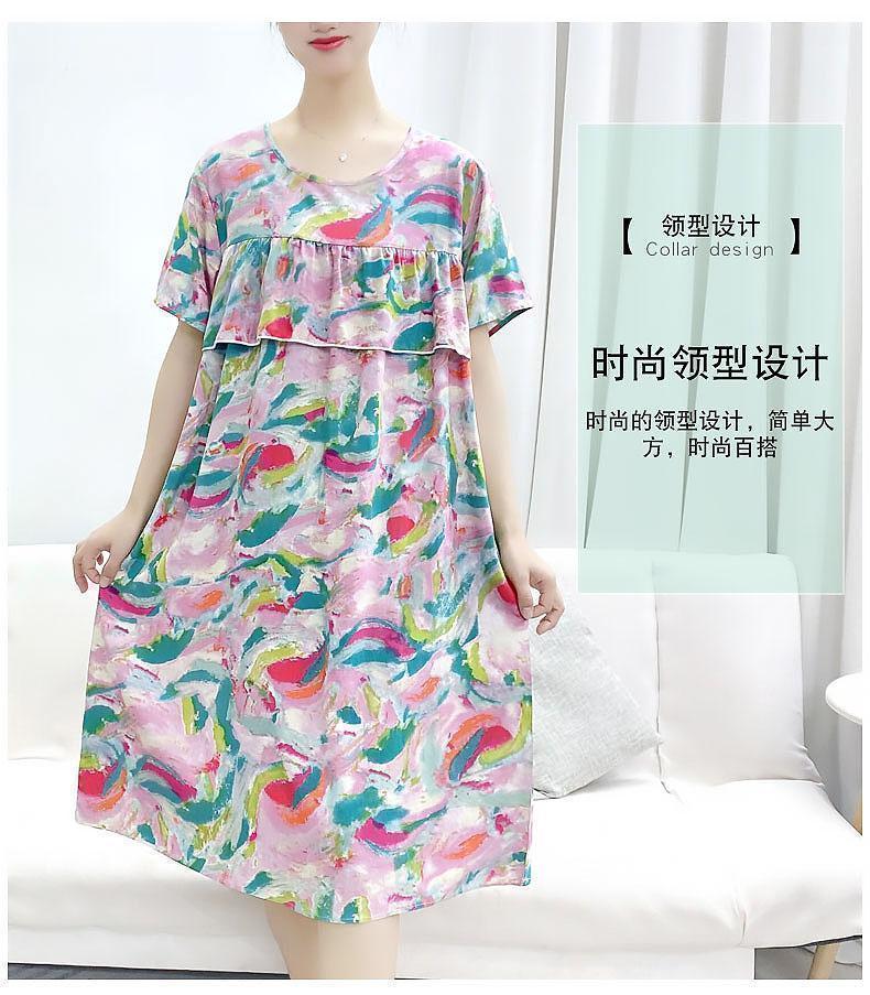 Product Introduction of Cotton and silk short-sleeved dress, summer new anti-bumping loose nightdress loose can be worn outside thin loungewear women 25