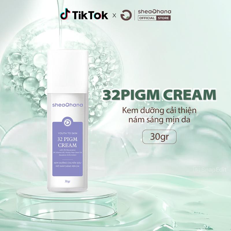 Kem dưỡng 32 Pigm Cream 30gr thành phần thiên nhiên, dưỡng chuyên sâu mờ nám sáng mịn da Sheaghana