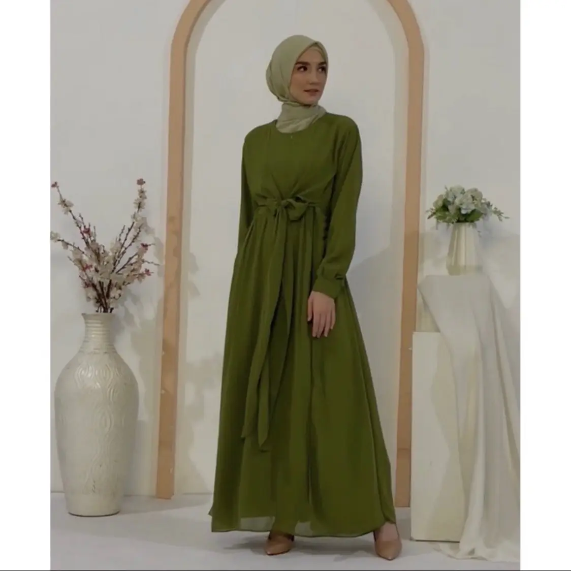 NAYLA DRESS TERBUAT DARI BAHAN CERUTY BABY DOLL PREMIUM  FULL FURING, BUSUI, GAMIS POLOS