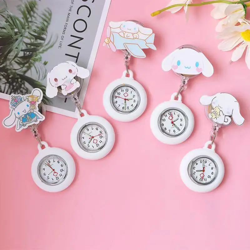 Retractable Nurse Watch Medical Wall Watch Nurse Chest Watch Student Exam Pocket Watch Lovely Jade Osmanthus Dog Luminous Watch