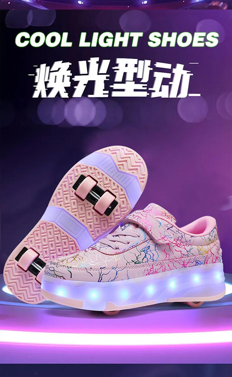 Product Introduction of In Stock Children Heelys Detachable Skate Shoes Boys and Girls Roller Skates Children Heelys New Boys Walking Shoes Four-Wheel Girls Rollerskate Double Row Skates in Stock 2