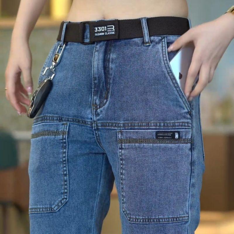 Quần Jean Co Giãn Cho Nam, Hàng Mới Về, Ống Đứng, Sáu Túi, Nhiều Túi 4