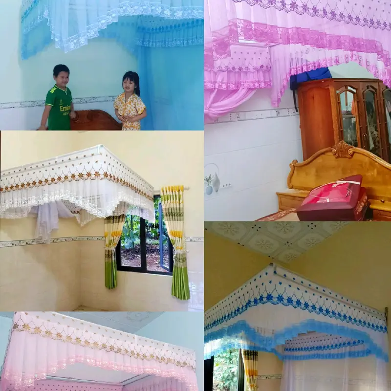 Mã { A 12 } màn, mùng mắc khug,chất tuyn thái lạnh von thêu chất lượng [ có màn không khung] 0