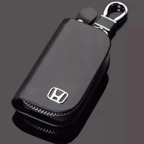 Dompet STNK / Gantungan Kunci Mobil Logo HONDA Motif WOOD / Mainan Kunci Mobil dan Motor Kulit IMPORT Car Coklat Hitam