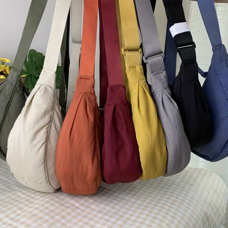Autumn and Winter Women's Nylon Dumpling Bag Crossbody Bag Large Capacity Colorless Versatile Shoulder Bag Dumpling Bag