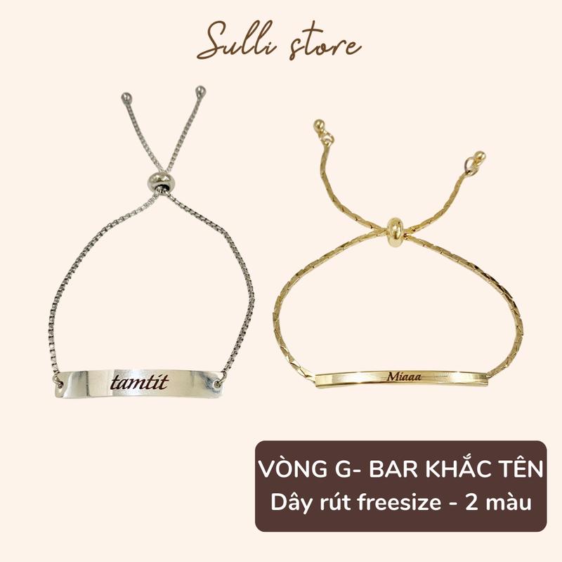 Vòng tay Gold bar dây rút khắc tên theo yêu cầu freesize