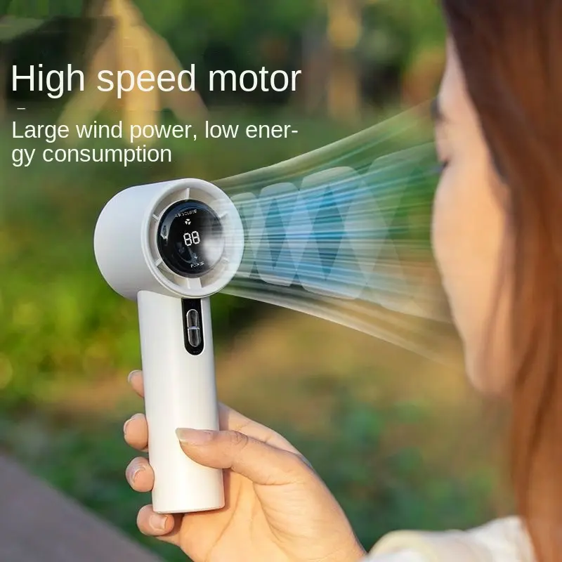 The new high-speed handheld fan USB charging digital display portable 100-speed wind adjustable violent turbine small fan