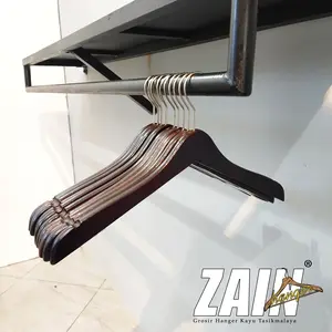 ( 12 PCS / 1 LUSIN ) HANGER KAYU BAJU DEWASA TANPA PALANG WARNA COKLAT